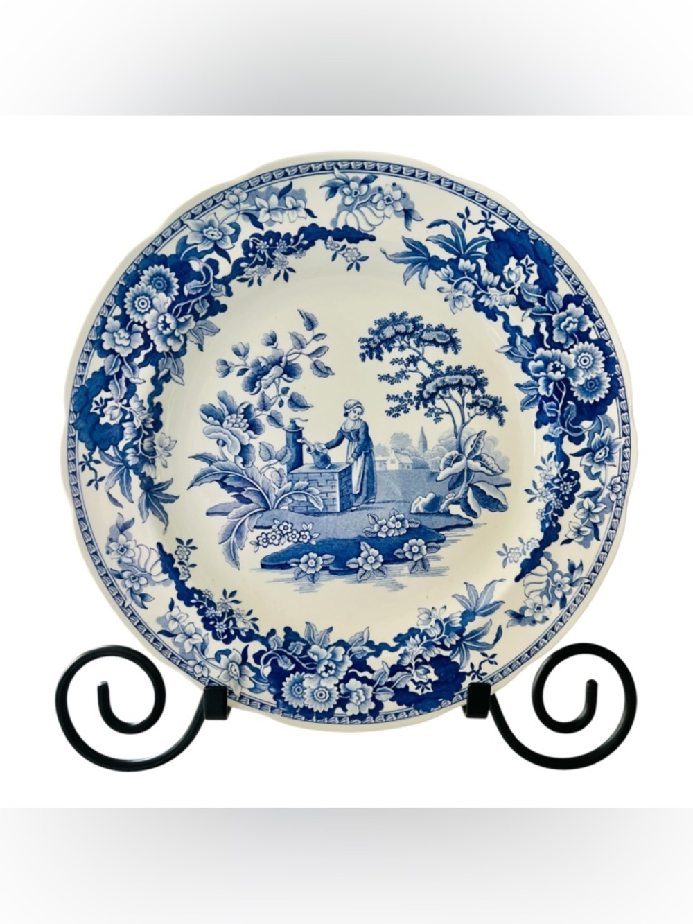 Spode Blue Room “Girl at Well” Plate Blue White Transferware England